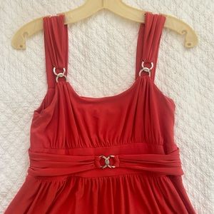 Beautiful Jones New York orange strapped dress, size 4, silver detail, Gorgeous!